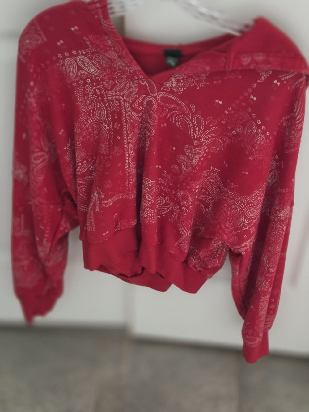 wild fable Red Paisley V-Neck Pullover Hoodie